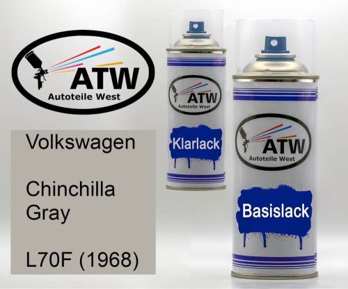 Volkswagen, Chinchilla Gray, L70F (1968): 400ml Sprühdose + 400ml Klarlack - Set, von ATW Autoteile West.